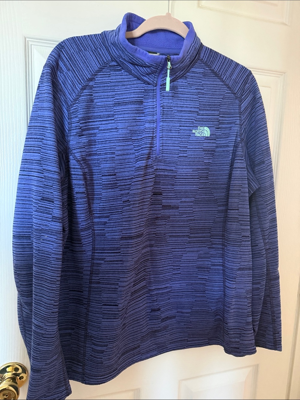 The North Face Women's Blue-Purple Striped Half-Zip Pullover